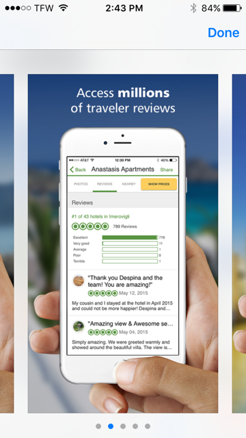 Screenshot of TripAdvisor app