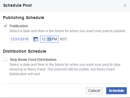 Facebook schedule 